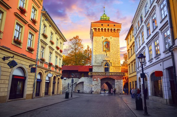 Krakow Polonya Saint Florian Kapısı Florianska Kapısı — Stok fotoğraf