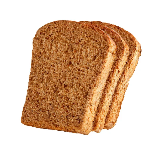 Färskt Bröd Med Skivor Isolerad Vit Bakgrund — Stockfoto