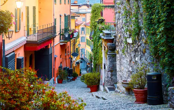 Bellagio Comomeer Milaan Italië Beroemde Stenen Trap Straat — Stockfoto