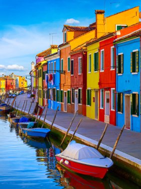 Venedik 'teki Burano Adası, Veneto Bölgesi, İtalya