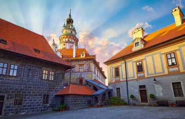 Çek Cumhuriyeti, Krumlov. Yaşlı Cesky Krumlov Kalesi. Ortaçağ Anti