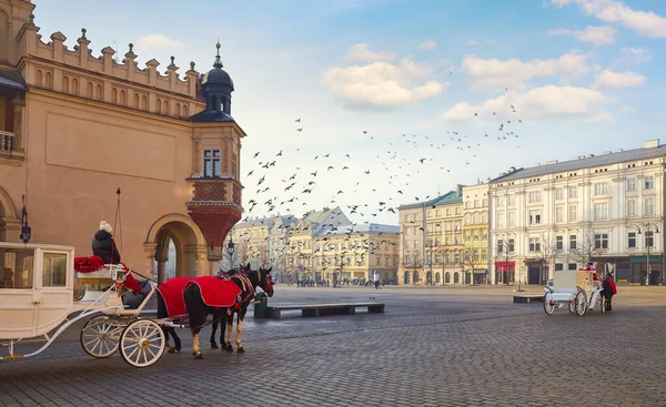 Krakau Polen Marktplatz Der Altstadt Straßen Von Einst Bis Heute — Stockfoto