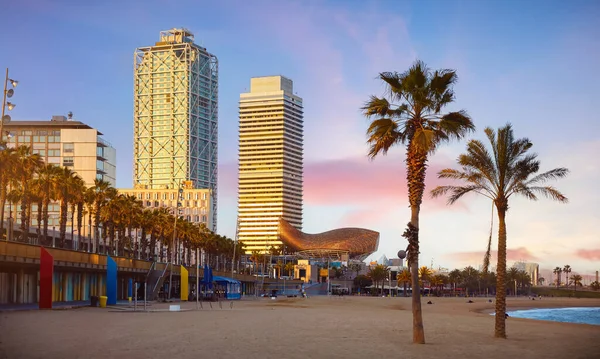 Барселона Испания Панорамный Вид Городской Пейзаж Пляжа Барселонета Лицензионные Стоковые Изображения