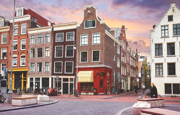 Амстердам Нидерланды Дороги Улицы Мощеными Камнями Стоковое Фото