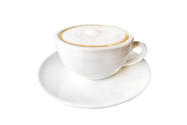 Heiße Frisch Geröstete Kaffee Menü Cappuccino Arrangement Auf Weißem Hintergrund — Stockfoto