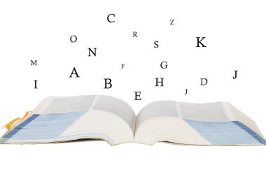 sözlük İngilizce kitap Öğrenci çalışma düzenleme düz yatıyordu arka plan beyaz 