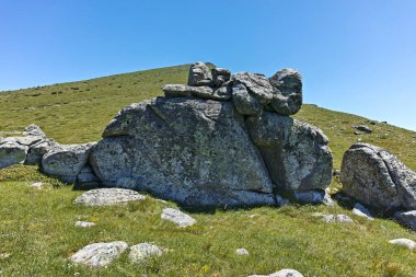 Bulgaristan 'ın Belmeken Barajı yakınlarındaki Rila dağının büyüleyici yaz manzarası
