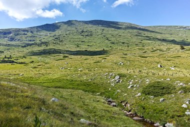 Bulgaristan 'ın Belmeken Barajı yakınlarındaki Rila dağının büyüleyici yaz manzarası