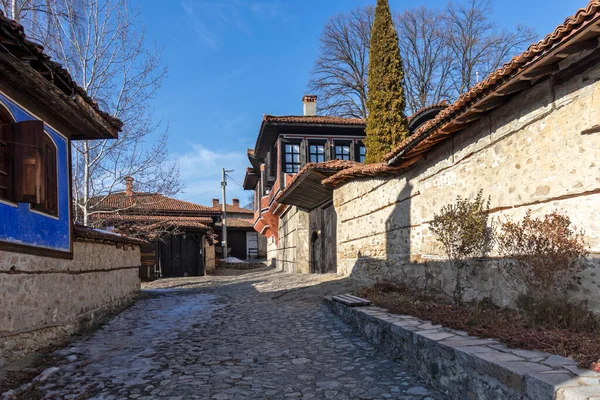 Koprivshtitsa Bulgarije Januari 2020 Typische Straat Oude Huizen Historische Stad — Stockfoto