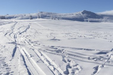 Vitosha Dağı 'nın kış manzarası, Sofya Şehir Bölgesi, Bulgaristan