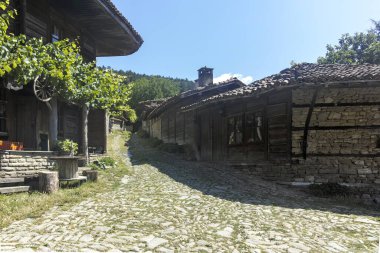 ZERAVNA, BULGARIA - 9 Temmuz 2023: 19. Yüzyıl evleri olan Zheravna Köyü, Sliven Bölgesi, Bulgaristan