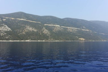 Lefkada, İyon Adaları, Yunanistan 'ın kıyı şeridinin inanılmaz panoramik manzarası