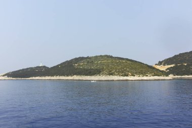 Lefkada, İyon Adaları, Yunanistan 'ın kıyı şeridinin inanılmaz panoramik manzarası