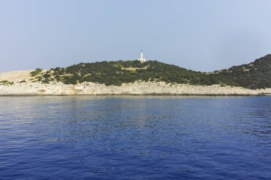 Lefkada, İyon Adaları, Yunanistan 'ın kıyı şeridinin inanılmaz panoramik manzarası