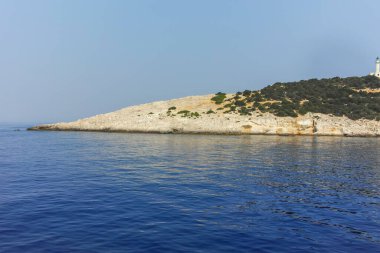 Lefkada, İyon Adaları, Yunanistan 'ın kıyı şeridinin inanılmaz panoramik manzarası