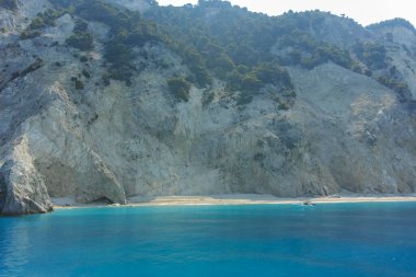 Lefkada, İyon Adaları, Yunanistan 'ın kıyı şeridinin inanılmaz panoramik manzarası