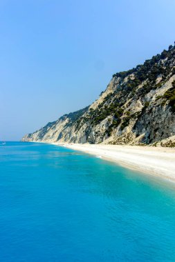 Lefkada, İyon Adaları, Yunanistan 'ın kıyı şeridinin inanılmaz panoramik manzarası