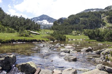 Bulgaristan 'ın Pirin Dağı' ndaki Muratovo Gölü yakınlarındaki manzara