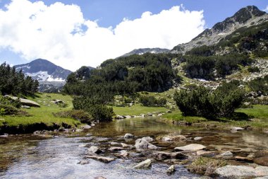 Bulgaristan 'ın Pirin Dağı' ndaki Muratovo Gölü yakınlarındaki manzara