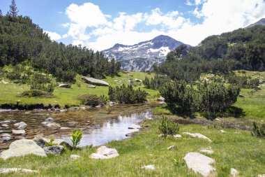 Bulgaristan 'ın Pirin Dağı' ndaki Muratovo Gölü yakınlarındaki manzara