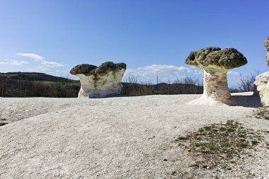 Bulgaristan 'ın Kardzhali bölgesindeki Beli plast köyü yakınlarındaki Kaya oluşumlu Mantar Mantarları