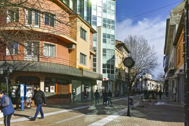 Haskovo, Bulgaristan - 1 Şubat 2019: Bulgaristan 'ın Haskovo kentinin şaşırtıcı Panoramik manzarası