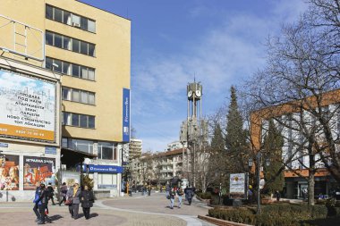 Haskovo, Bulgaristan - 1 Şubat 2019: Bulgaristan 'ın Haskovo kentinin şaşırtıcı Panoramik manzarası