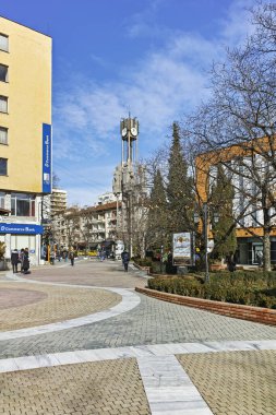 Haskovo, Bulgaristan - 1 Şubat 2019: Bulgaristan 'ın Haskovo kentinin şaşırtıcı Panoramik manzarası