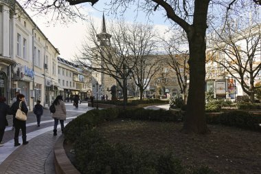 Haskovo, Bulgaristan - 1 Şubat 2019: Bulgaristan 'ın Haskovo kentinin şaşırtıcı Panoramik manzarası