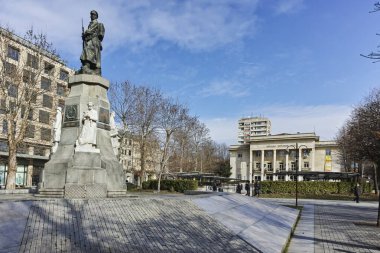 Haskovo, Bulgaristan - 1 Şubat 2019: Bulgaristan 'ın Haskovo kentinin şaşırtıcı Panoramik manzarası