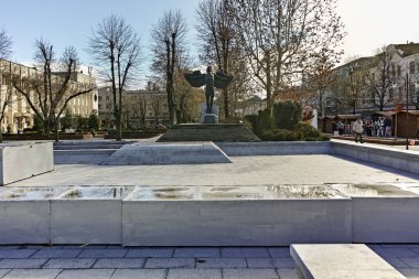 Haskovo, Bulgaristan - 1 Şubat 2019: Bulgaristan 'ın Haskovo kentinin şaşırtıcı Panoramik manzarası