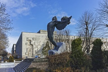 Haskovo, Bulgaristan - 1 Şubat 2019: Bulgaristan 'ın Haskovo kentinin şaşırtıcı Panoramik manzarası