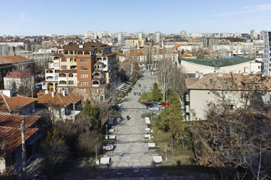 Haskovo, Bulgaristan - 1 Şubat 2019: Bulgaristan 'ın Haskovo kentinin şaşırtıcı Panoramik manzarası