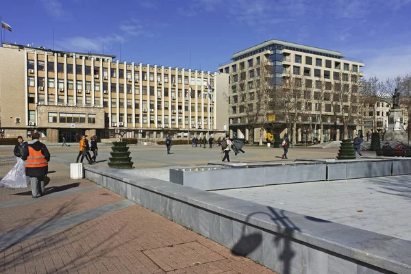 Haskovo, Bulgaristan - 1 Şubat 2019: Bulgaristan 'ın Haskovo kentinin şaşırtıcı Panoramik manzarası