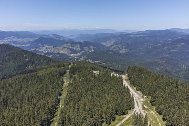 Bulgaristan 'ın Smolyan Bölgesi' nin Snezhanka zirvesi yakınlarındaki Rodop Dağlarının yaz manzarası