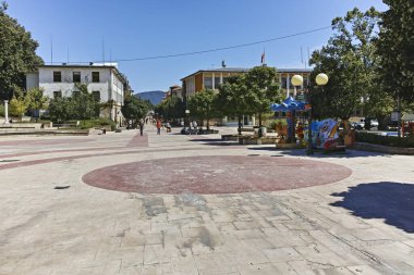 SMOLYAN, BULGARIA - 14 Ağustos 2018: Bulgaristan 'ın Smolyan kentinin yaz manzarası
