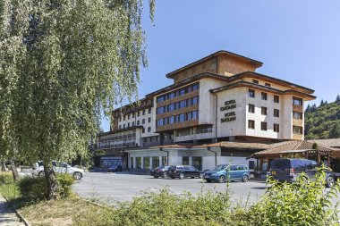 SMOLYAN, BULGARIA - 14 Ağustos 2018: Bulgaristan 'ın Smolyan kentinin yaz manzarası