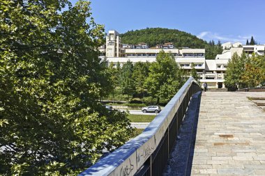 SMOLYAN, BULGARIA - 14 Ağustos 2018: Bulgaristan 'ın Smolyan kentinin yaz manzarası