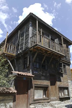 SOZOPOL, BULGARIA -  AUGUST 10, 2018: Typical Street and Building at Old town of Sozopol, Burgas Region, Bulgaria