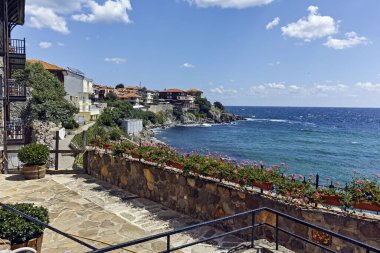 SOZOPOL, BULGARIA -  AUGUST 10, 2018: Typical Street and Building at Old town of Sozopol, Burgas Region, Bulgaria