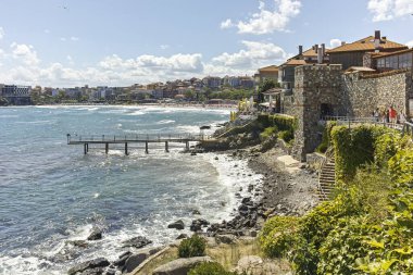 SOZOPOL, BULGARIA -  AUGUST 10, 2018: Typical Street and Building at Old town of Sozopol, Burgas Region, Bulgaria