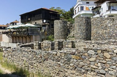 SOZOPOL, BULGARIA -  AUGUST 10, 2018: Typical Street and Building at Old town of Sozopol, Burgas Region, Bulgaria