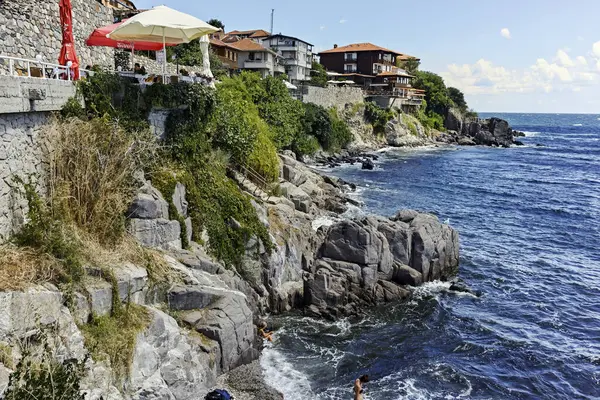 stock image SOZOPOL, BULGARIA -  AUGUST 10, 2018: Typical Street and Building at Old town of Sozopol, Burgas Region, Bulgaria