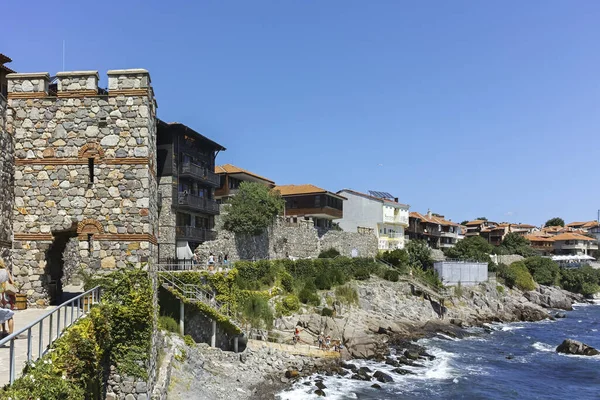 SOZOPOL, BULGARIA -  AUGUST 10, 2018: Typical Street and Building at Old town of Sozopol, Burgas Region, Bulgaria