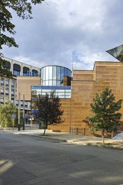 STARA ZAGORA, BULGARIA - 5 Ağustos 2018: Bulgaristan 'ın Stara Zagora kentinin merkezi Panorama