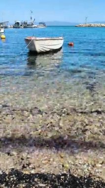 Nea Fokea, Chalkidiki, Orta Makedonya ve Yunanistan yakınlarındaki Kassandra kıyı şeridinin inanılmaz manzarası