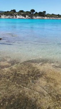 Karydi Sahili yakınlarındaki Sithonia kıyı şeridi, Chalkidiki, Orta Makedonya, Yunanistan