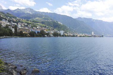 MONTREUX, SWitzERLAND - 19 Haziran 2023: Montreux, Vaud Kantonu, İsviçre Yaz Panoraması