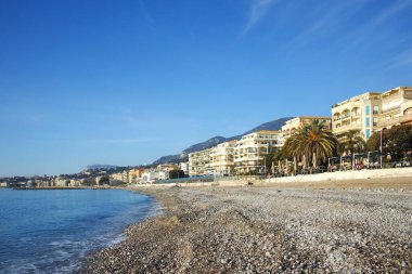 MENTON, FRANCE - 27 Ocak 2024: Menton, Provence Alpes-Cote d 'Azur, Fransa Panoraması