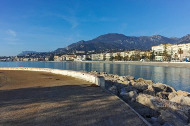 MENTON, FRANCE - 27 Ocak 2024: Menton, Provence Alpes-Cote d 'Azur, Fransa Panoraması